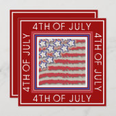 星とストライプパーティの招待状7月4日 招待状 (正面/裏面)