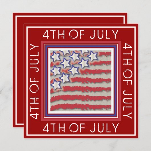 星とストライプパーティの招待状7月4日 招待状 (正面/裏面)