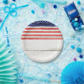 星とストライプホワイトウッド素朴愛国的なパーティー ペーパープレート (パーティー)