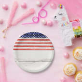 星とストライプホワイトウッド素朴愛国的なパーティー ペーパープレート (パーティー)