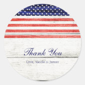 星とストライプホワイトウッド素朴愛国的なパーティー ラウンドシール (正面)