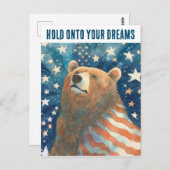 星とストライプ夢のクマ ポストカード (正面/裏面)