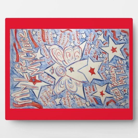 星とストライプ天使の絵画アートプラーク フォトプラーク (正面)