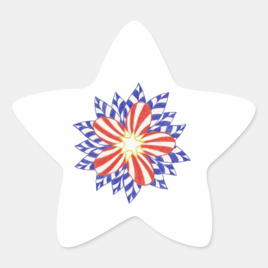 星とストライプ愛国的な花のシール 星シール (正面)