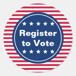 星とストライプ投票に登録文字テンプレート ラウンドシール