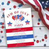 星とストライプ気球7月4日パーティー 招待状