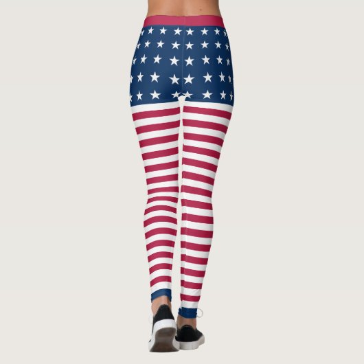 星とストライプ白赤青アメリカ愛国国旗 レギンス (裏面)