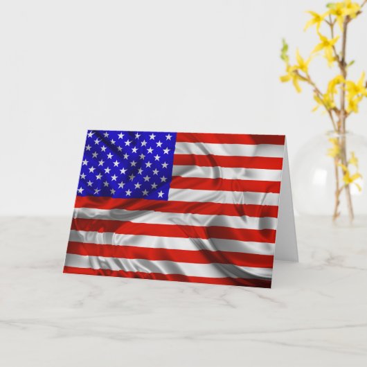 星とストライプ米国シルク国旗のグリーティングカード カード (黄色い花)