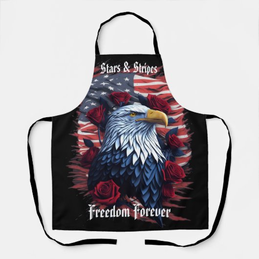 星とストライプ自由永遠のアメリカ国旗のワシ エプロン (正面)