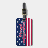 星とストライプ誇りを持ったアメリカ赤青白 ラゲッジタグ (正面縦)