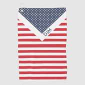 星とストライプ赤と白モノグラムのと青 ゴルフタオル (正面)