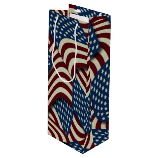 星とストライプ赤青USAアメリカ国旗 ワインギフトバッグ (正面アングル)