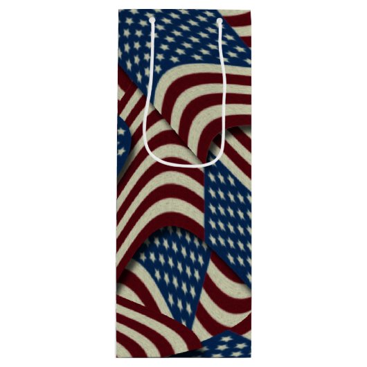 星とストライプ赤青USAアメリカ国旗 ワインギフトバッグ (正面)