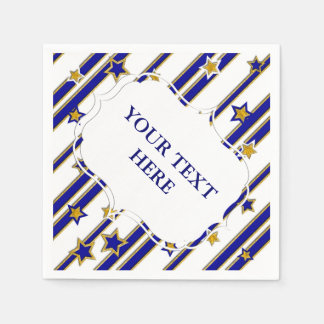 星とストライプ金ゴールド青のパターン+アイディア スタンダードカクテルナプキン