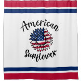 星とストライプ開花ひまわり シャワーカーテン (正面)