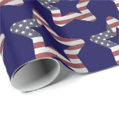 星とストライプ雪のクリスマススター愛国心 ラッピングペーパー (ロールコーナー)