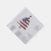 星とストライプ雪のクリスマスツリー愛国心 縁ありカクテルナプキン (角)