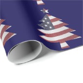 星とストライプ雪のクリスマスツリー愛国心W ラッピングペーパー (ロールコーナー)