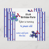 星とストライプ飛行機誕生日招待状 招待状 (正面/裏面)