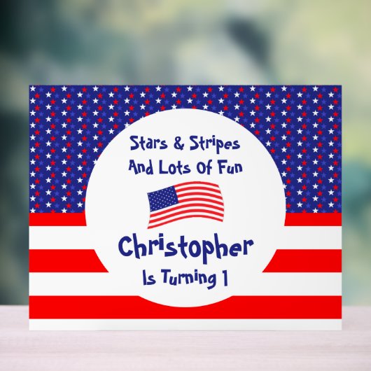 星とストライプ1歳の誕生日 アクリルサイン (ニュートラル)