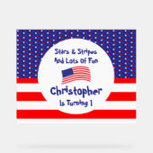 星とストライプ1歳の誕生日 アクリルサイン (正面)