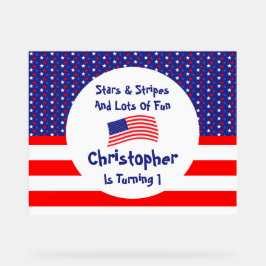 星とストライプ1歳の誕生日 アクリルサイン