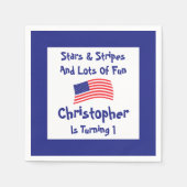 星とストライプ1歳の誕生日 スタンダードカクテルナプキン (正面)