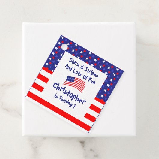 星とストライプ1歳の誕生日 フェイバータグ (インサイチュ)