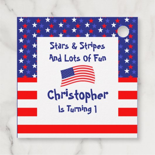 星とストライプ1歳の誕生日 フェイバータグ (裏面)