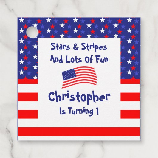 星とストライプ1歳の誕生日 フェイバータグ (正面)