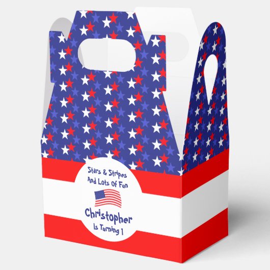 星とストライプ1歳の誕生日 フェイバーボックス (オープン)
