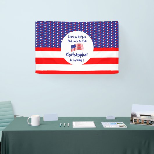 星とストライプ1歳の誕生日 横断幕 (トレードショー)