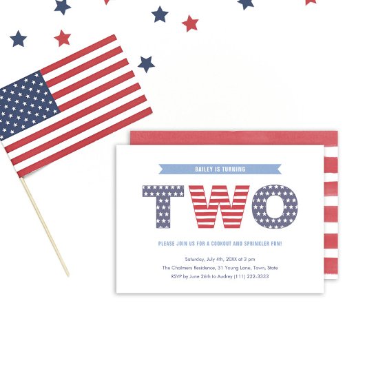 星とストライプ2番目の誕生日パーティー 招待状