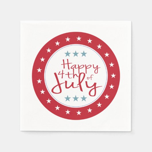 星とストライプ7月4日の紙ナプキンセット スタンダードカクテルナプキン (正面)