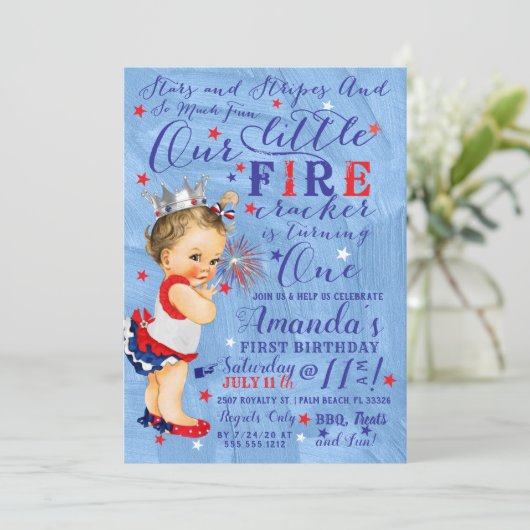 星とストライプ7月4日ヴィンテージテーマ 招待状 (スタンド正面)