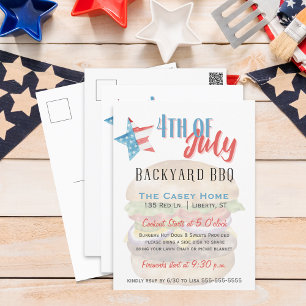 星とストライプ7月4日Backyard BBQ ポストカード