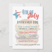 星とストライプ7月4日Backyard BBQ 招待状 (正面)