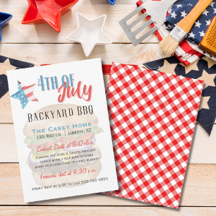 星とストライプ7月4日Backyard BBQ 招待状