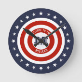 星とストライプ ラウンド壁時計 (正面)