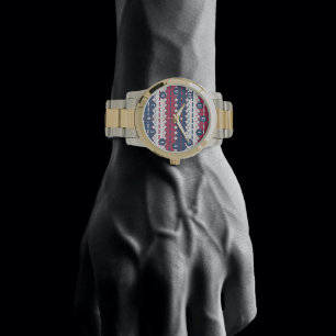 星とストライプ – 愛国的 – 赤白青 腕時計