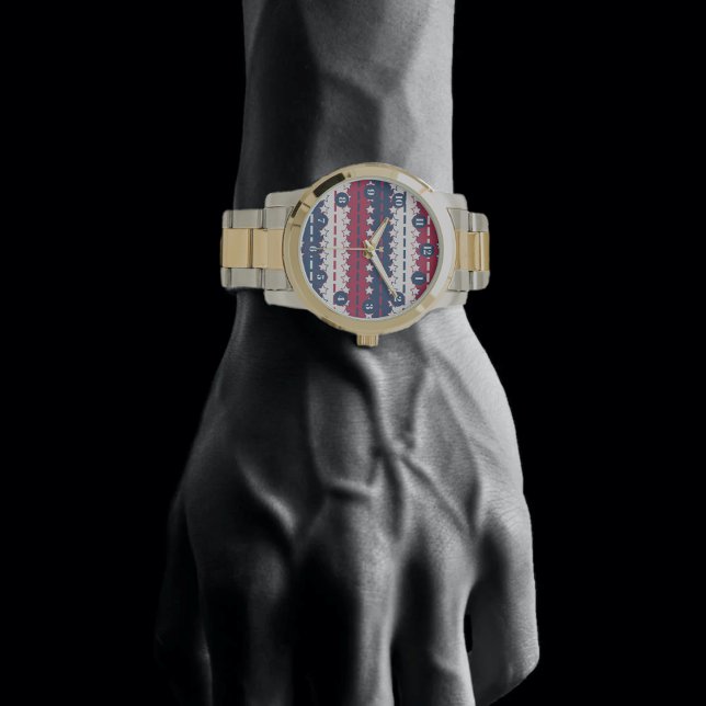 星とストライプ – 愛国的 – 赤白青 腕時計 (クリエイターアップロード済み)