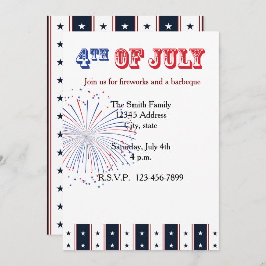 星とストライプ 招待状 (正面/裏面)