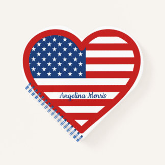 星とストライプ、米国国旗のハート ノートブック