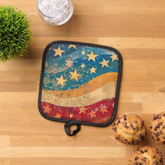 星とストライプ 鍋敷き (トップダウン)