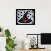 星とスパイダーポスター付き黒い魔女の帽子 ポスター (ホームオフィス)