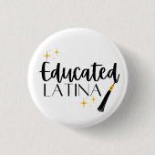 星とタッセル女性との教育ラテンアメリカ系女性 缶バッジ (正面)