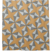 星とダイヤモンドのグレーの色 シャワーカーテン (正面)