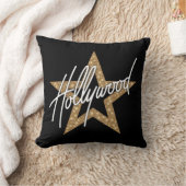 星とハリウッドの白いハンドスクリプト クッション (ブランケット)
