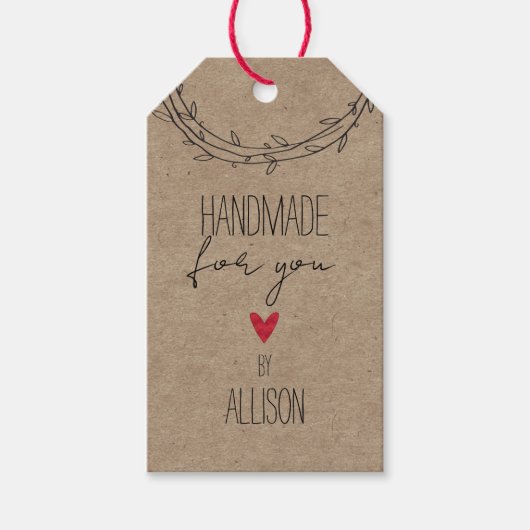 星とハートの特別なギフト 🎁 "あなたのために手作り" ギフトタグ (正面)