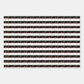 星とハートオンブラックとホワイト ラッピングペーパーシート (正面2)